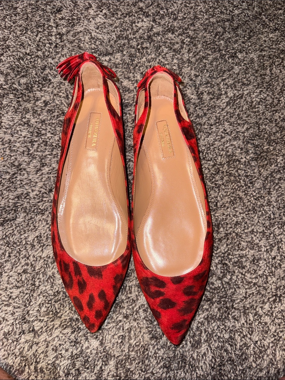Vince Camuto Red Leopard-Print Pointed Slingback Flats